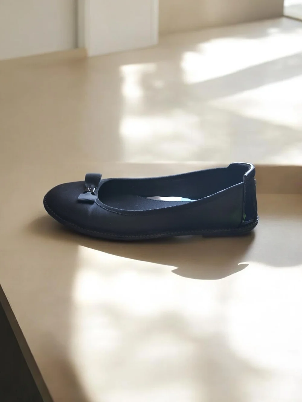 Anne Klein Black Bow Trim Classic Ballet Flats